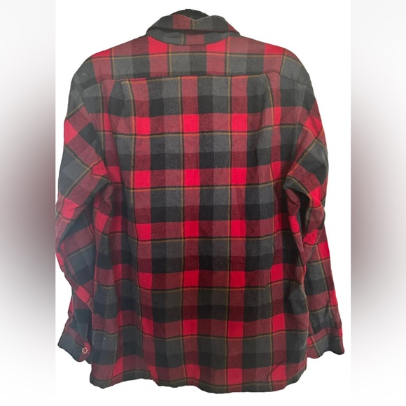 Pendleton Board Shirt Virgin Wool 1960s Red Black Plaid Check Button Down M - Picture 2 of 6